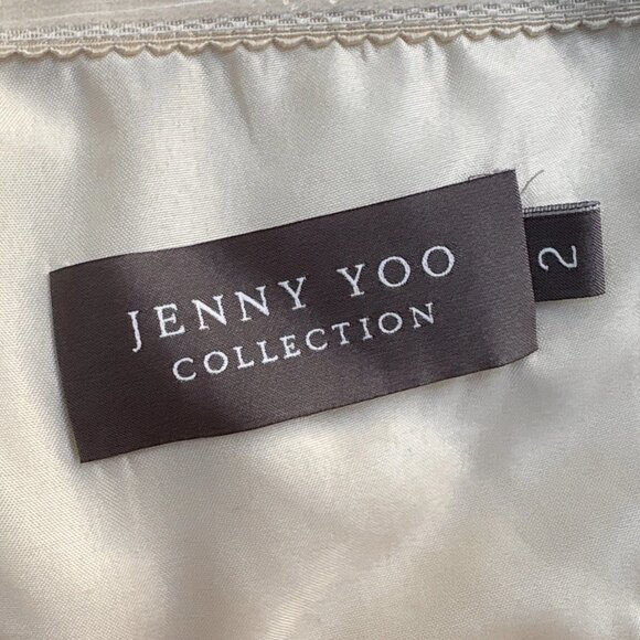 Jenny Yoo Collection Harlow Lace Metallic Cocktail Dress Sandstone Beige Size 2 - Picture 6 of 8